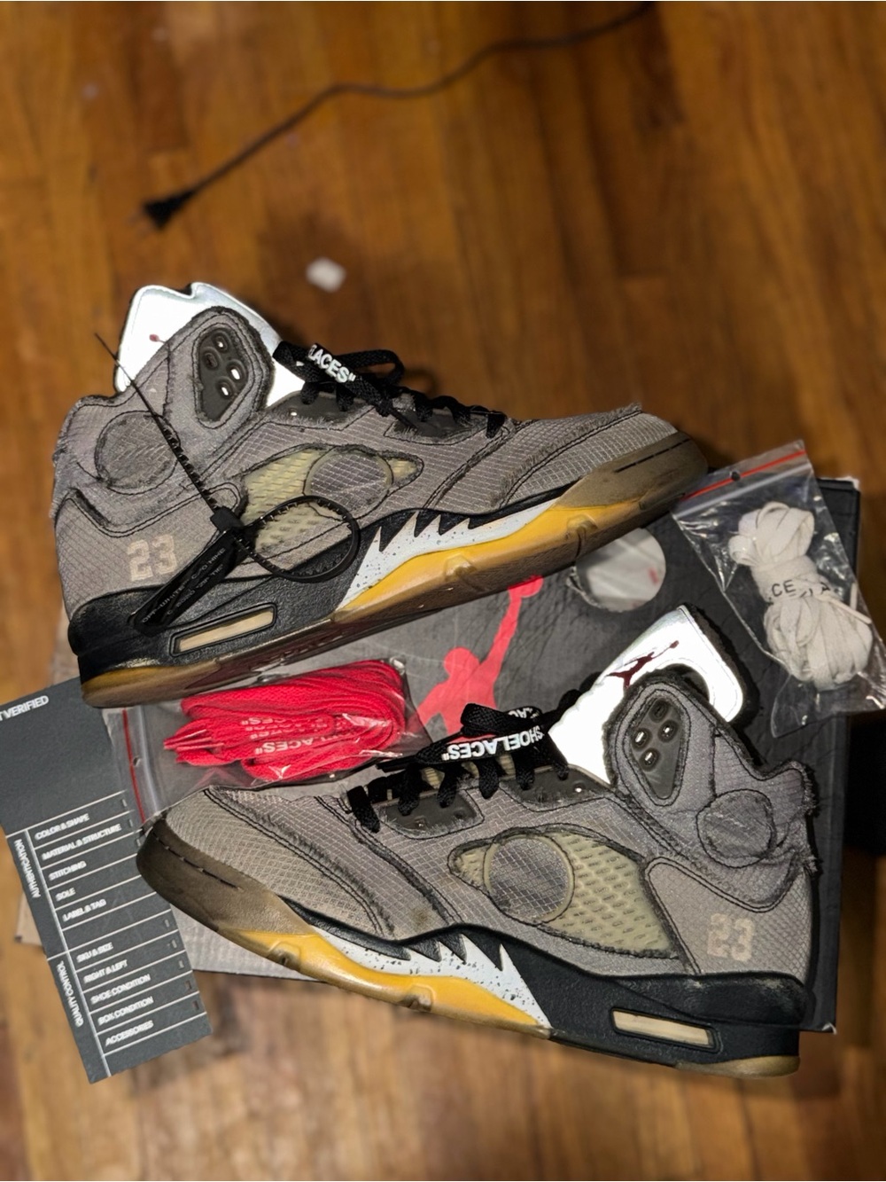 Jordan 5 Retro Off-White Muslin Size 9 Men OG Box Zip Tie and Laces